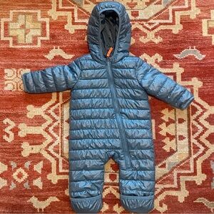 Primary blue baby lightweight puffer suit 0-6 mos